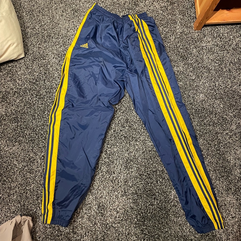 Adidas track pants blue yellow windbreaker XL